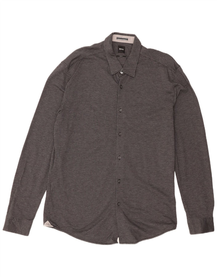 Hugo Boss Mens Slim Fit Shirt 2XL Black Houndstooth