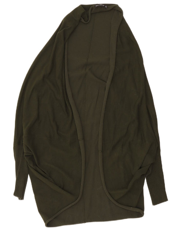 Maglione cardigan aperto oversize lungo da donna Zara UK 14 medio Cachi