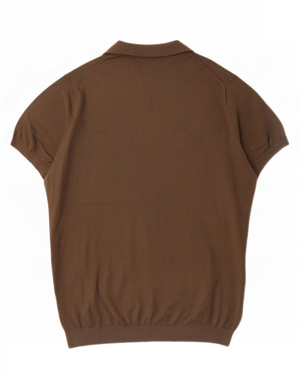 Massimo Dutti Mens Polo Shirt Medium Khaki Cotton