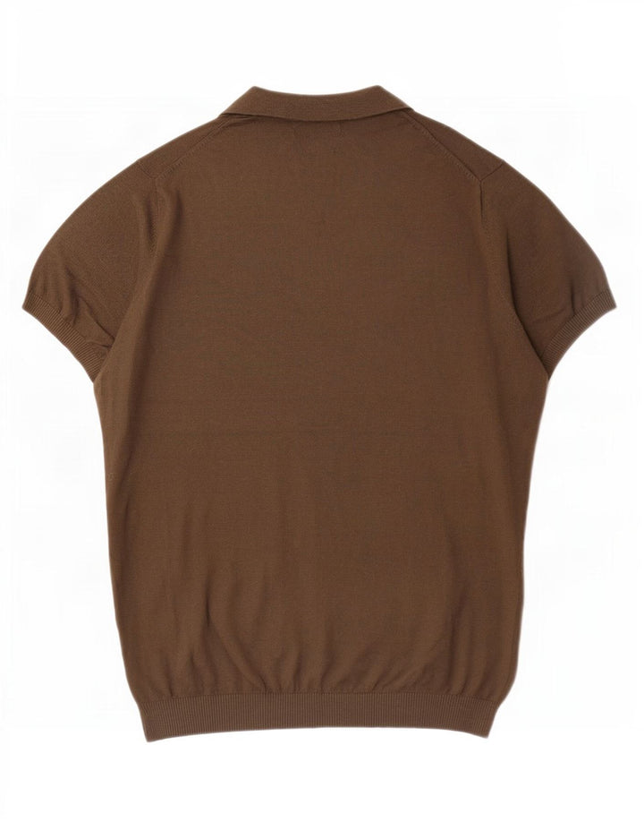 Massimo Dutti Herren-Poloshirt aus mittlerer Khaki-Baumwolle