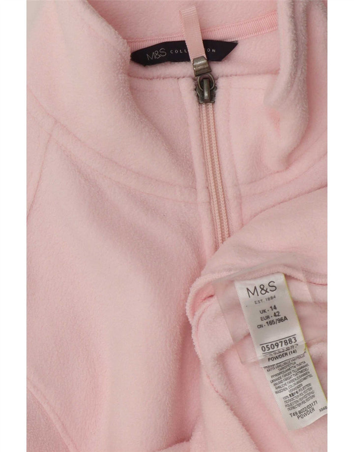 Marks & Spencer Damen Fleecejacke UK 14 Large Pink Polyester