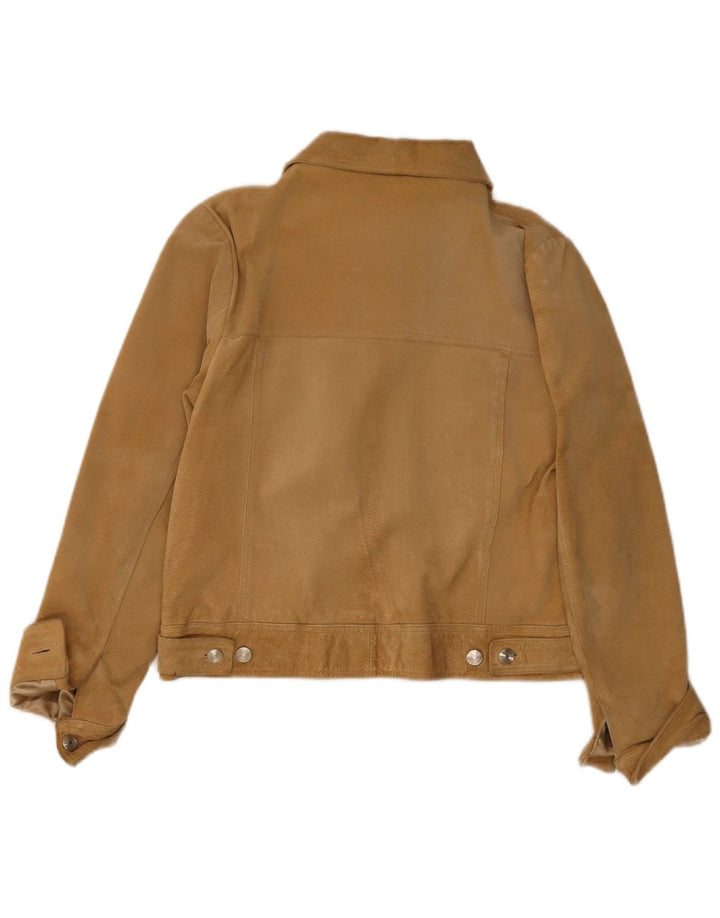 Staccato Womens Crop Suede Jacket EU 38 Medium Brown Leather