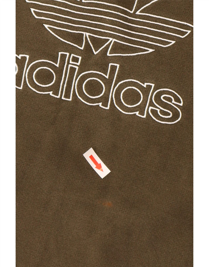 ADIDAS Mens Graphic Sweatshirt Jumper Medium Khaki Cotton