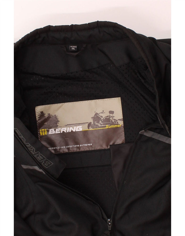 BERING Mens Motorcycle Racer Jacket UK 44 2XL Black Polyester Vintage BERING and Second-Hand BERING from Messina Hembry 