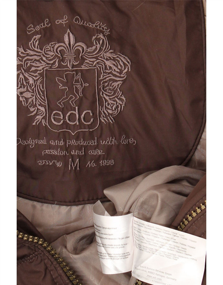 EDC Womens Hooded Padded Coat UK 14 Medium Brown Polyester