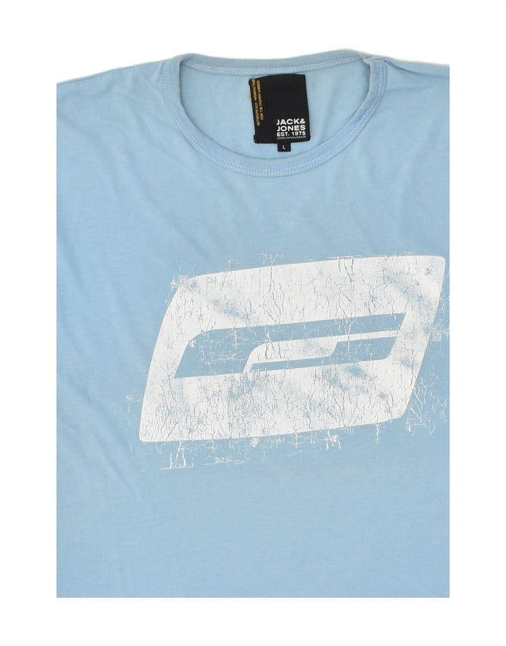 JACK & JONES Mens Graphic T-Shirt Top Large Blue Cotton | Vintage Jack & Jones | Thrift | Second-Hand Jack & Jones | Used Clothing | Messina Hembry 