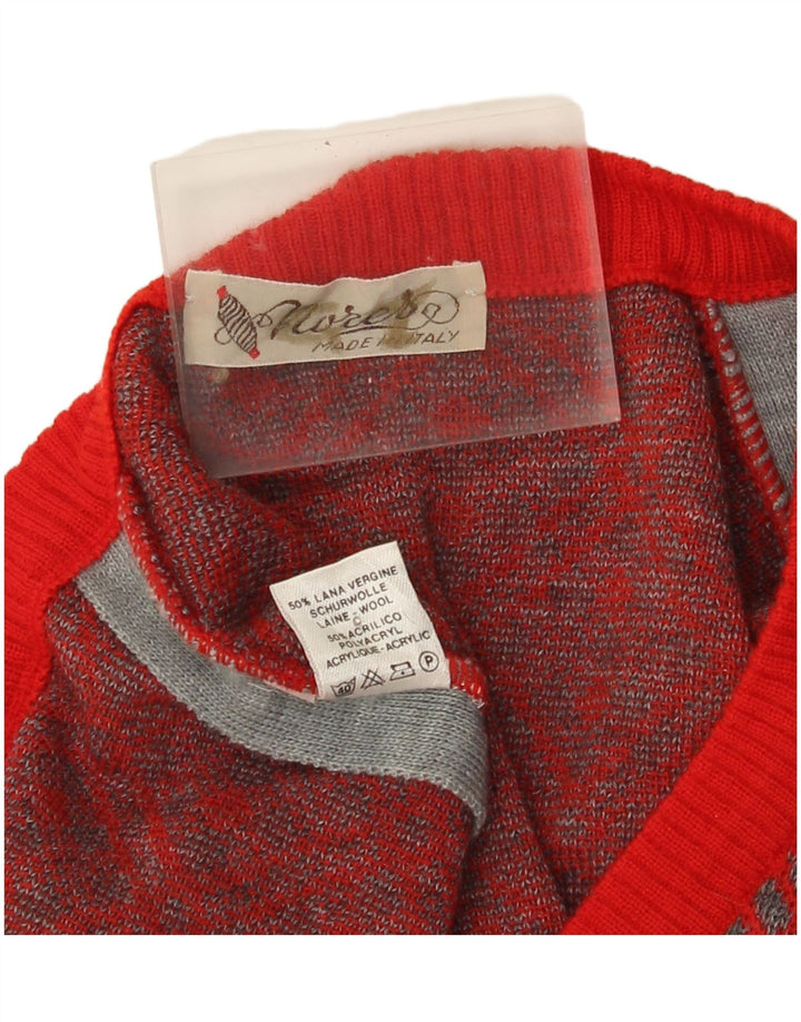 Vintage Mens Vest Tank Top Large Red Geometric Wool