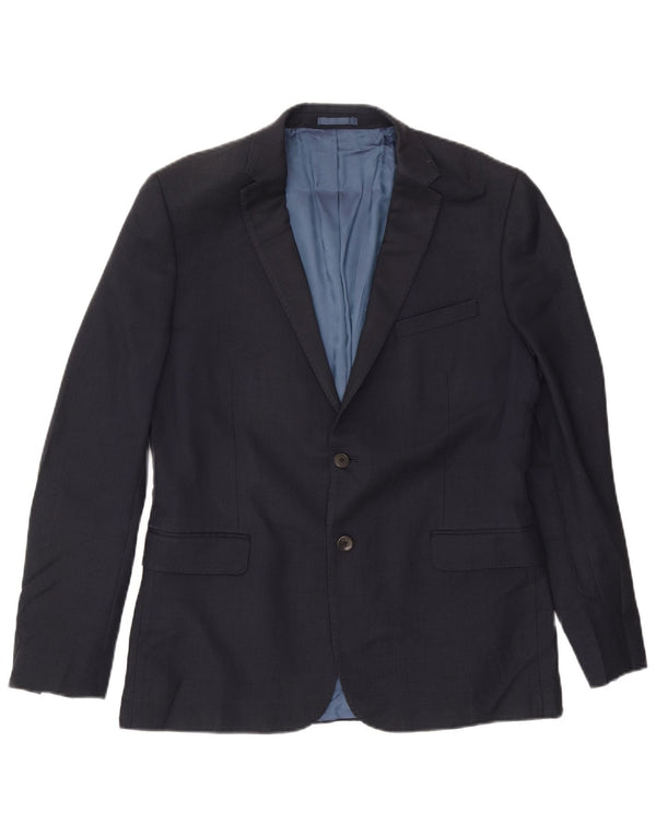John Lewis Mens 2 Button Slim Fit Blazer Jacket UK 42 XL Navy Blue Wool