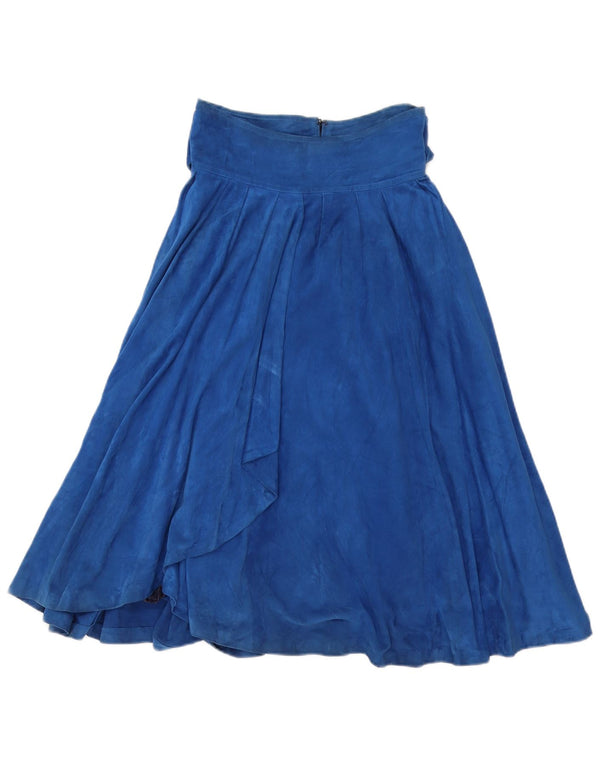 Vintage Womens Suede A-Line Skirt IT 40 Small W26 Blue Leather