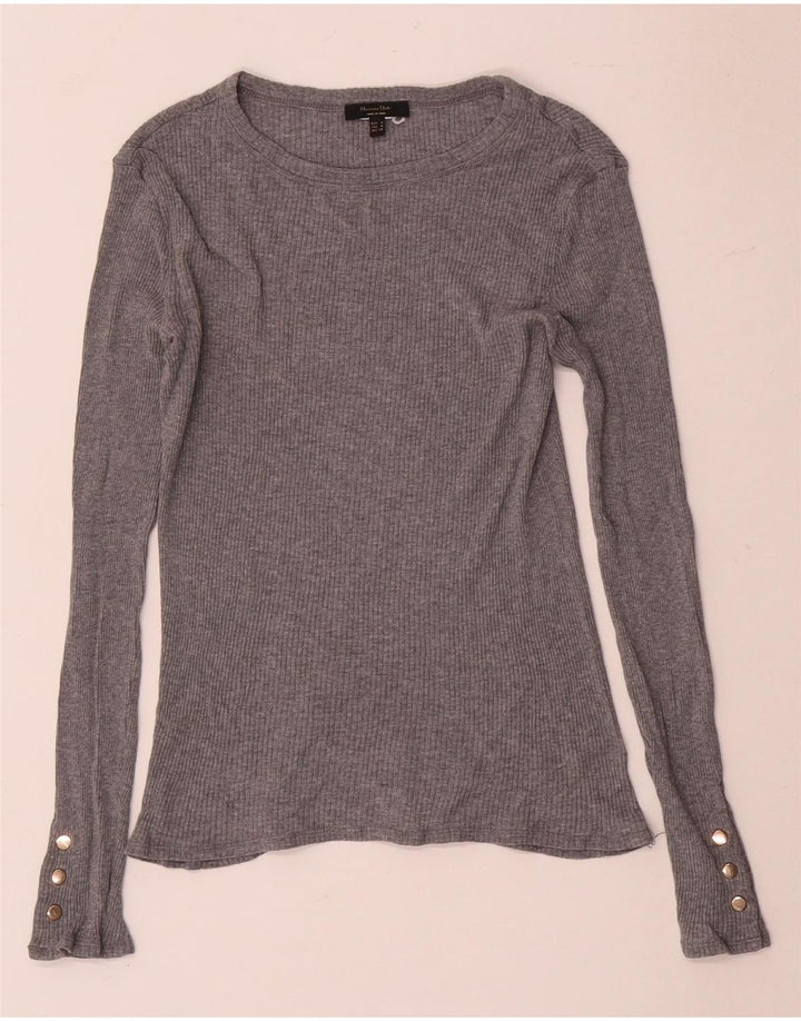Massimo Dutti Womens Top Long Sleeve UK 8 Small Grey