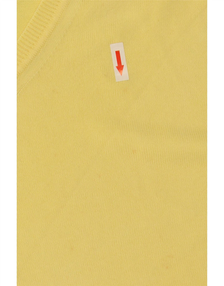 Zara Mens V-Neck Jumper Sweater XL Yellow
