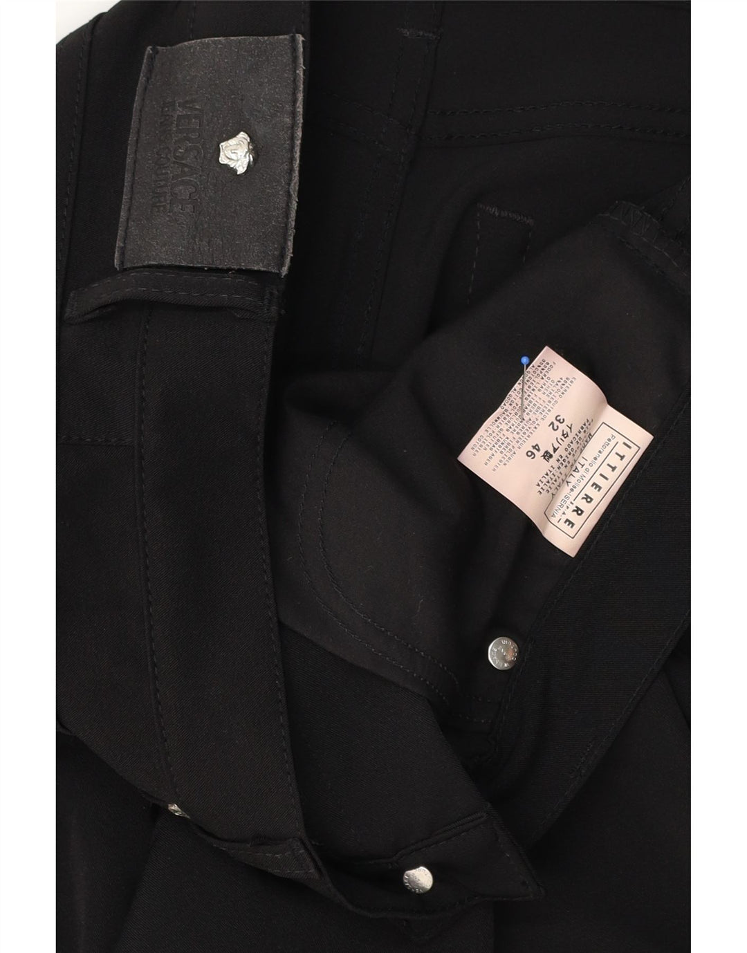 VERSACE Mens Straight Casual Trousers IT 46 Small W32 L30 Black Polyester