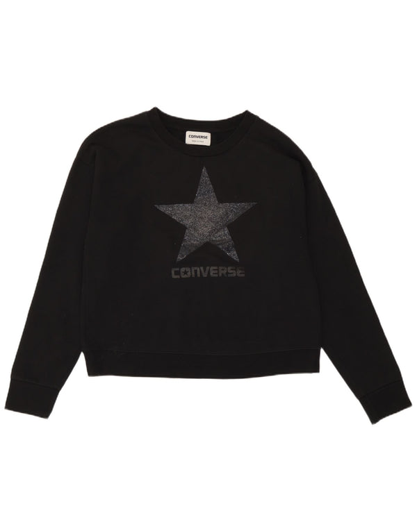 Converse Womens Graphic Oversized Sweatshirt Jumper UK 10 Small Black
