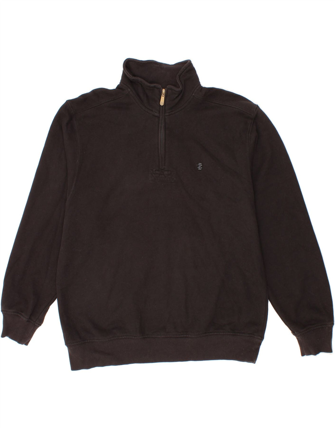 IZOD Mens Zip Neck Sweatshirt Jumper Large Black Cotton Vintage Izod and Second-Hand Izod from Messina Hembry 