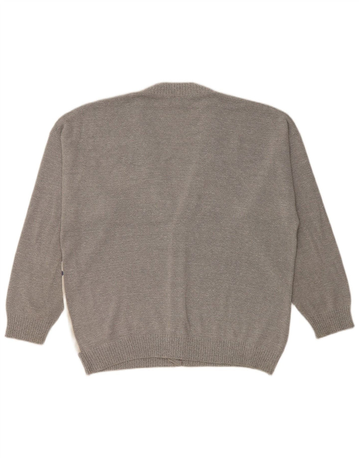 JAC Mens Cardigan Sweater IT 52 Large Grey Colourblock Cotton