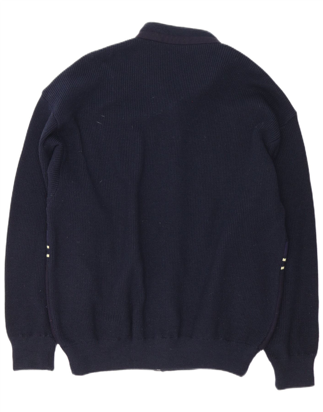 Loli Wolf Mens Regular Fit Cardigan Sweater Medium Navy Blue Wool