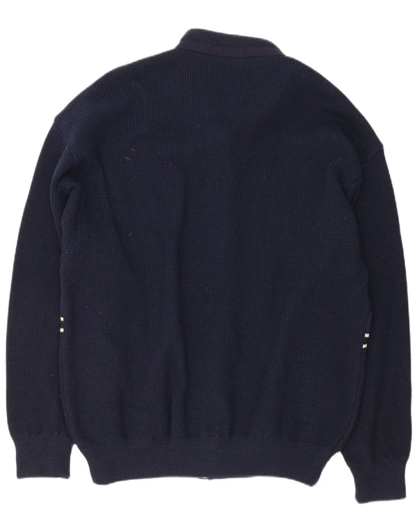 Loli Wolf Herre Regular Fit Cardigan Sweater Medium Navy Blue Uld