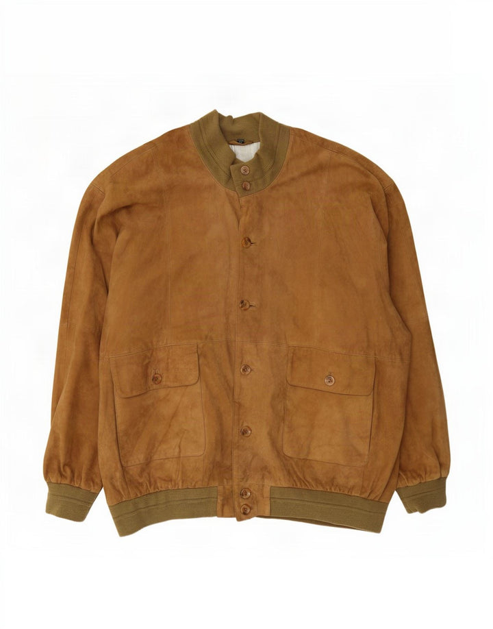 Jaqueta bomber masculina de camurça Barisal IT 58 4XL couro bege