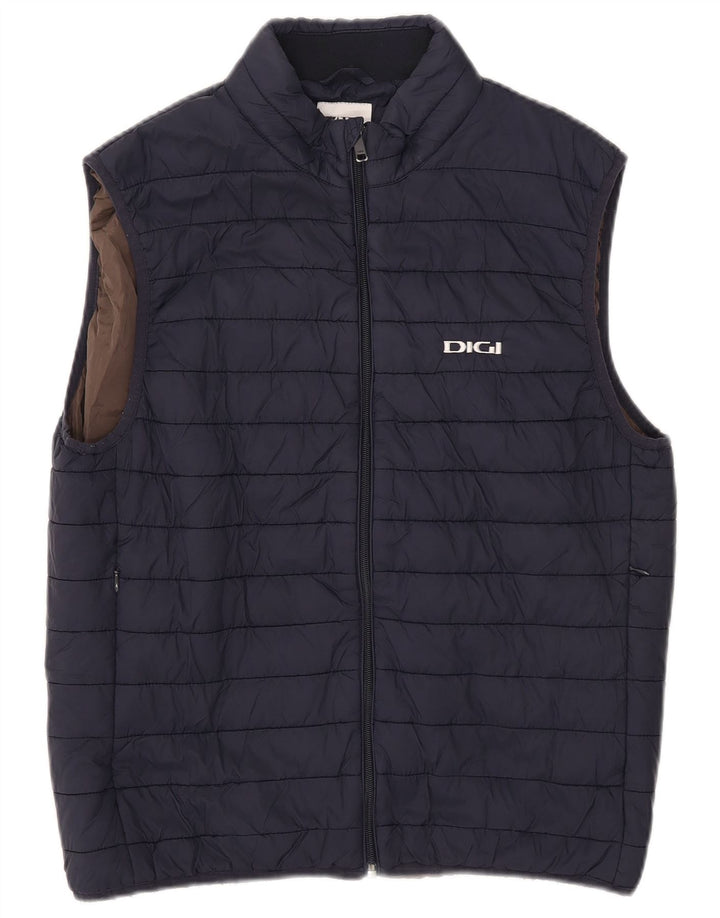 Zara Herre Polstret Gilet UK 40 Large Navy Blue Polyester