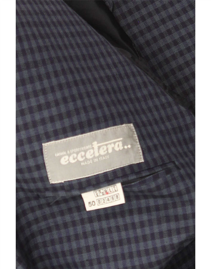 Chaqueta tipo blazer vintage de 2 botones para hombre IT 50 Large Navy Blue Gingham