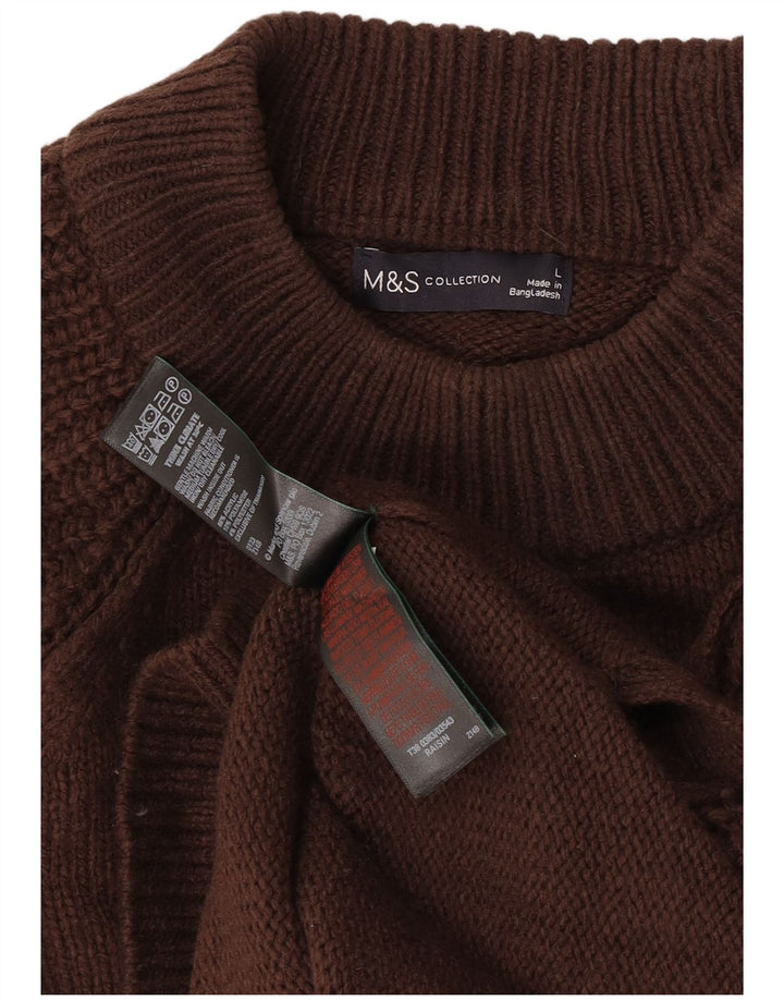 Marks & Spencer Herre Turtle Neck Jumper Sweater Stor Brun Akryl