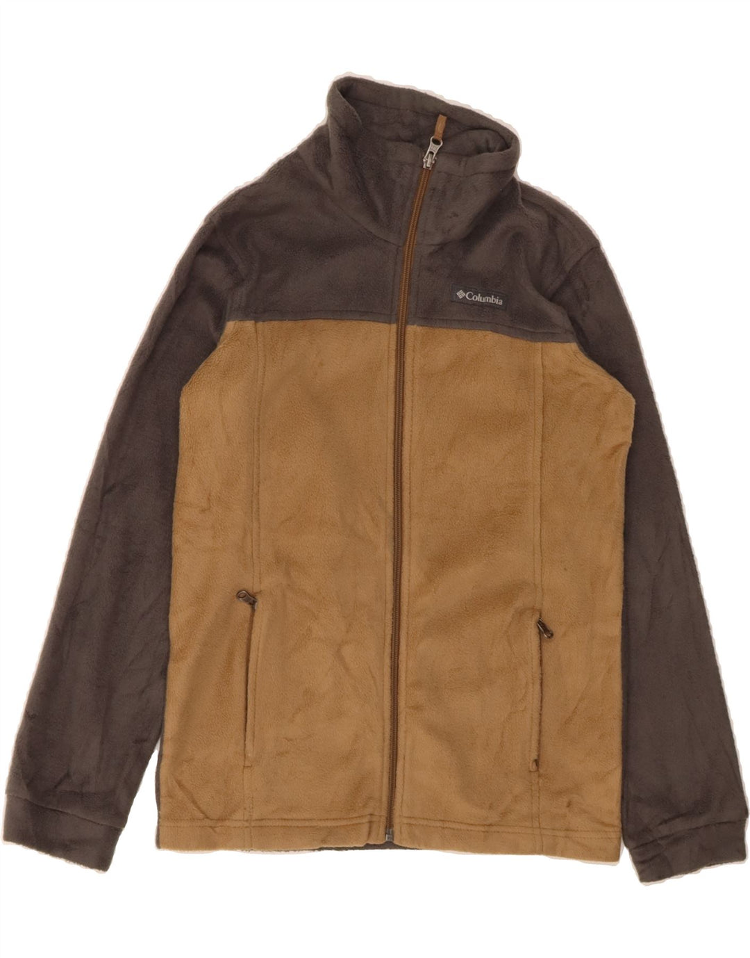 COLUMBIA Boys Fleece Jacket 10-11 Years Medium Grey Colourblock Polyester Vintage Columbia and Second-Hand Columbia from Messina Hembry 