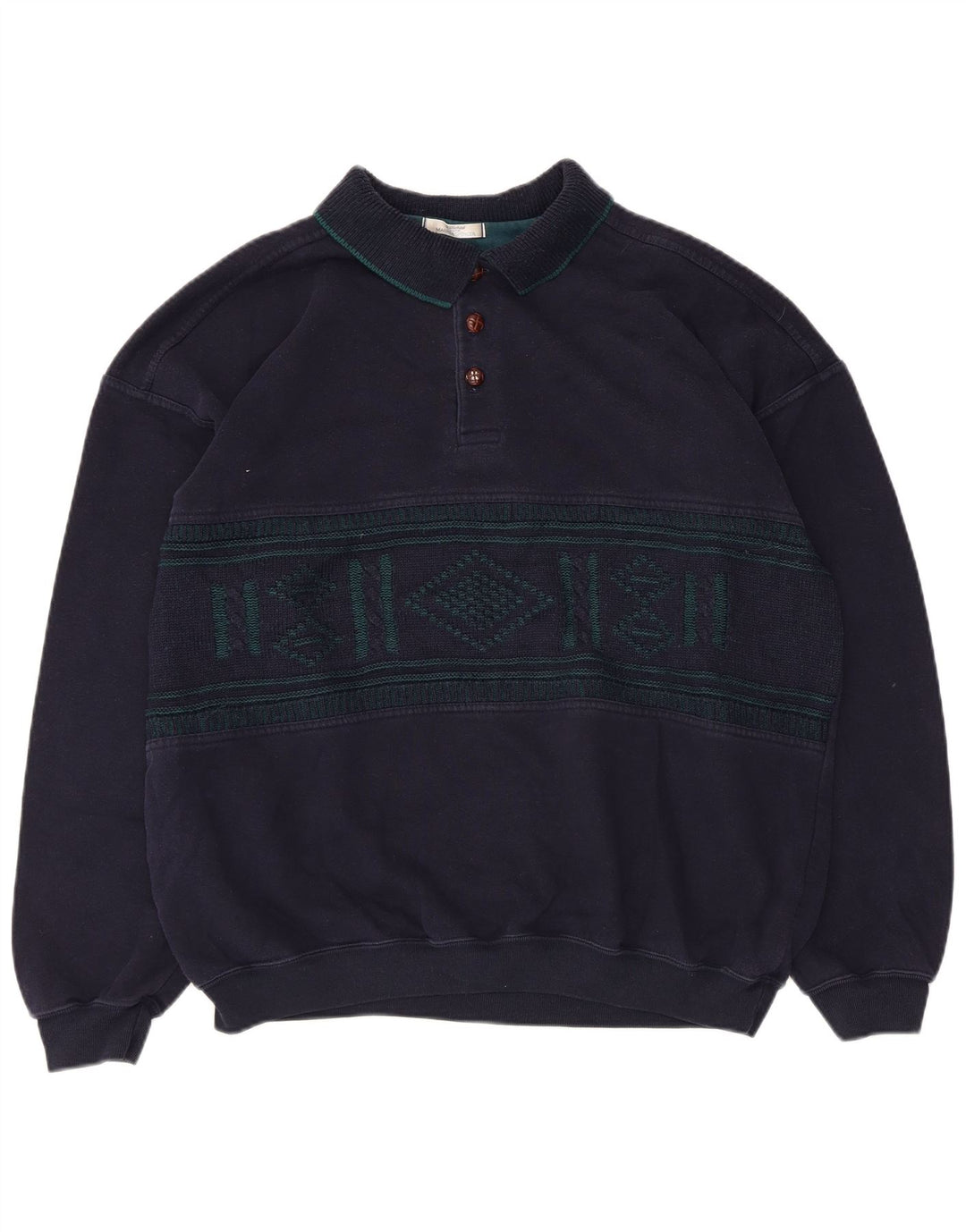Marks & Spencer Sudadera tipo jersey para hombre, talla grande, azul marino, Argyle/Diamond