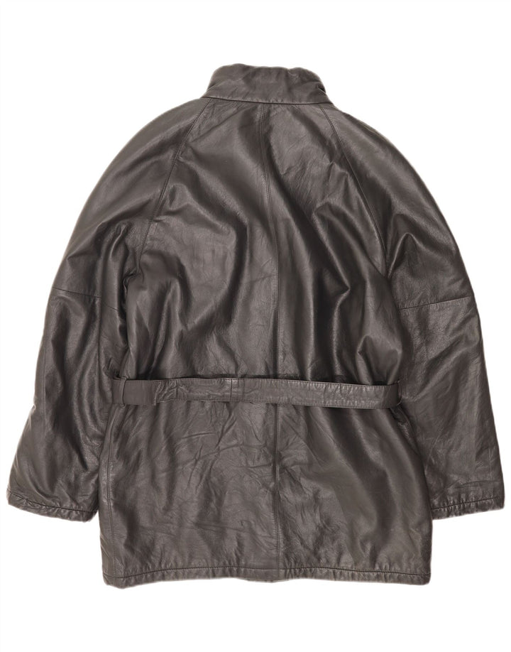 VINTAGE Mens Leather Jacket IT 54 2XL Black Leather
