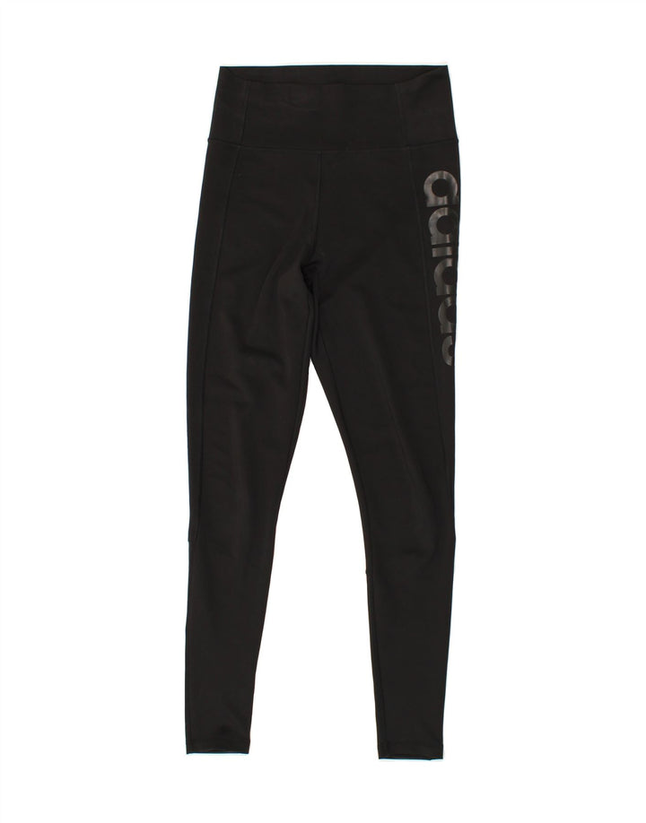 ADIDAS Womens Climalite Graphic Leggings UK 8/10 Small  Black Polyester Vintage Adidas and Second-Hand Adidas from Messina Hembry 