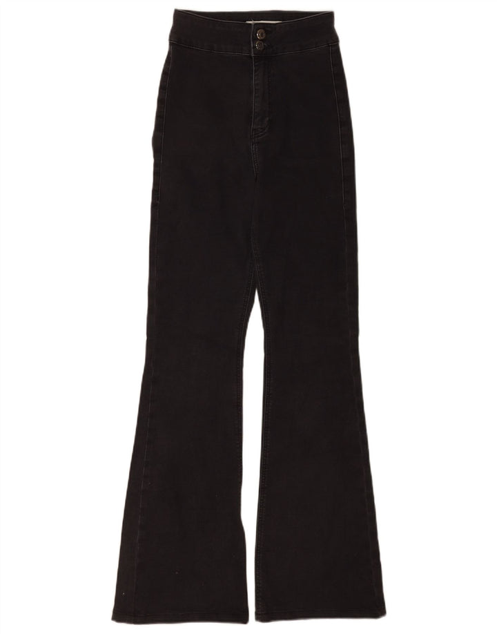 Topshop Womens Three Stripes Flared Jeans W26 L29 Black Cotton