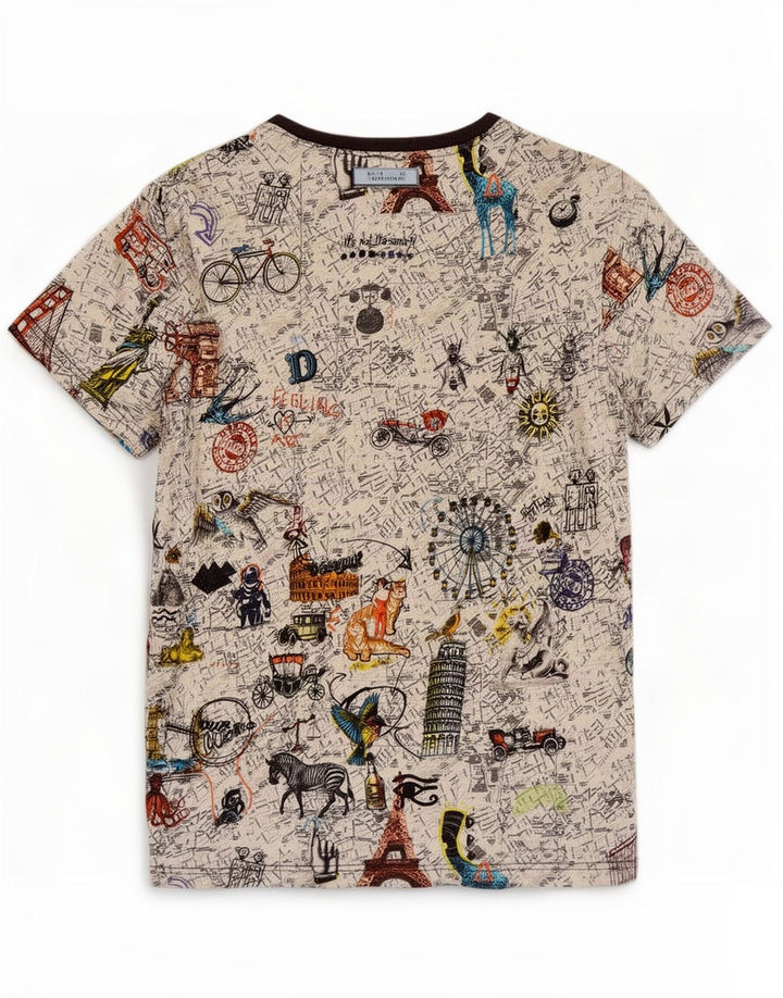 Desigual Mens Graphic T-Shirt Top Large Multicoloured Cotton