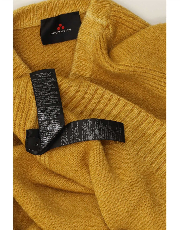 PEUTEREY Mens Crew Neck Jumper Sweater Large Yellow Wool