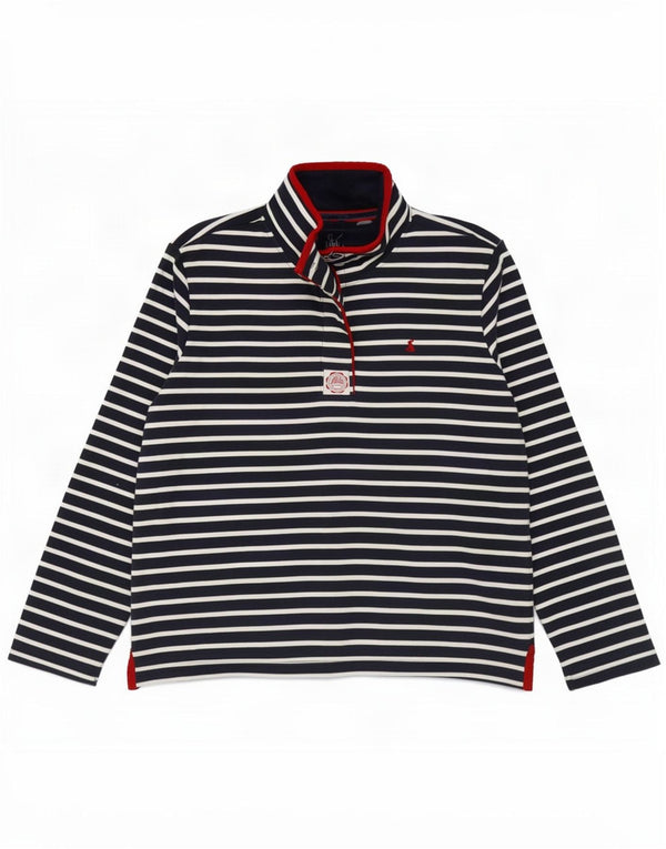 Joules Womens Zip Neck Sweatshirt Jumper UK 14 Large Bleu Marine Rayé