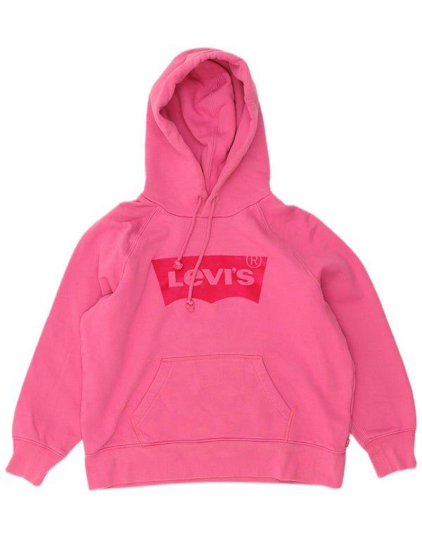 Maglione con cappuccio grafico da donna Levi's UK 14 Cotone rosa medio
