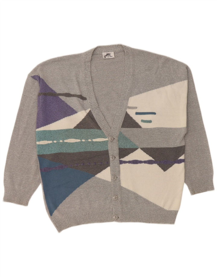 JAC Mens Cardigan Sweater IT 52 Large Grey Colourblock Cotton