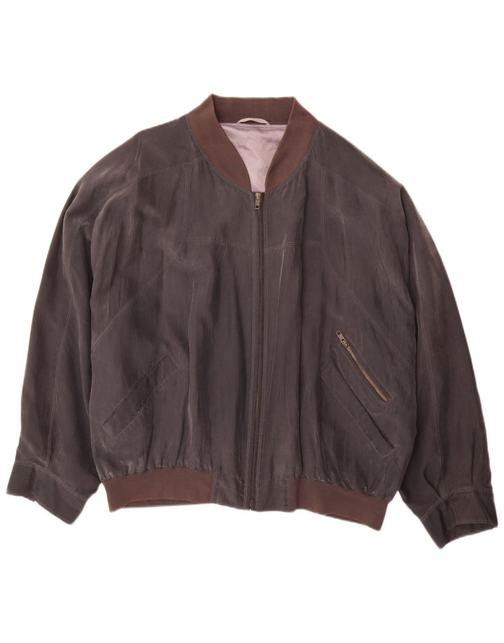 Vintage Mens Bomber Jacket UK 42 XL Brown Silk