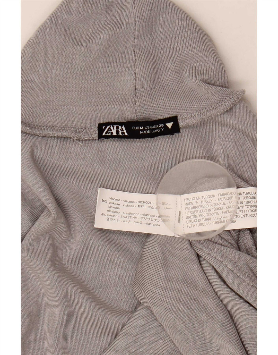 Zara Womens Crop Top Long Sleeve UK 12 Medium Grey Viscose