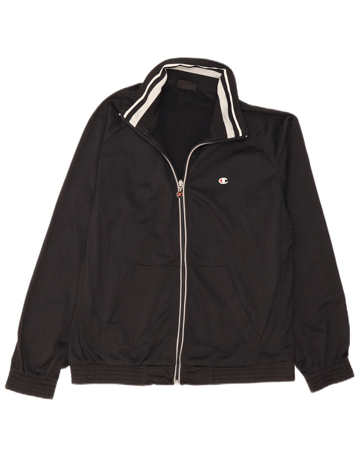 CHAMPION Mens Tracksuit Top Jacket Medium Black Polyester