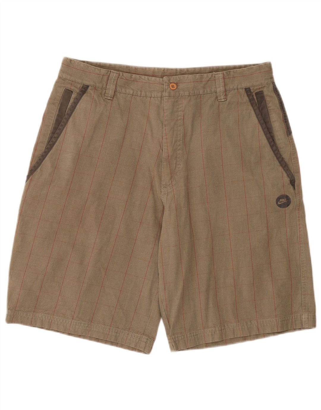 Nike Mens Cargo Shorts Medium W32 Beige Check Cotton