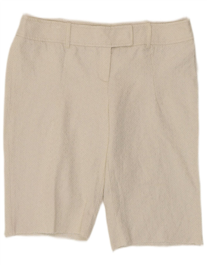 Oasis Womens Bermuda Shorts UK 14 Medium W32 White Geometric Cotton
