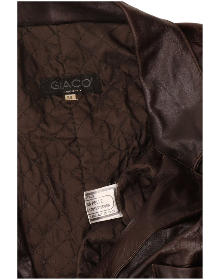 VINTAGE Manteau en cuir homme IT 54 2XL Cuir marron