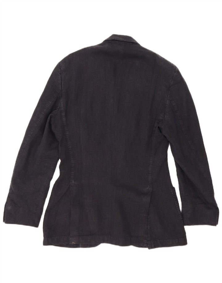 MASSIMO DUTTI Mens 2 Button Blazer Jacket EU 48 Medium Navy Blue Polyester