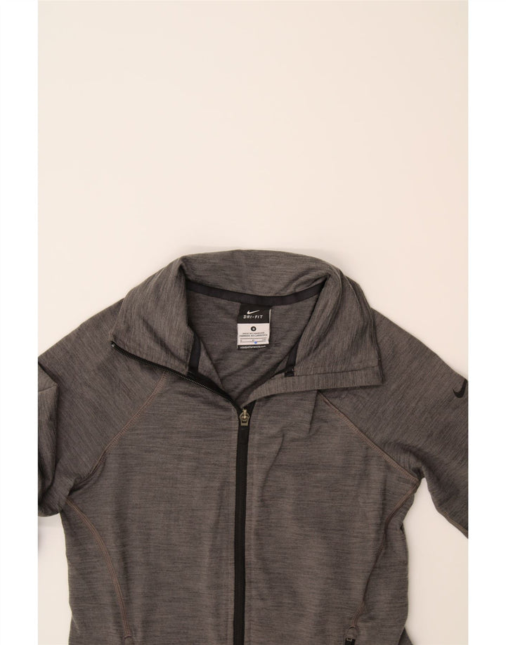 NIKE Womens Dri Fit Tracksuit Top Jacket UK 10 Small Grey Polyester Vintage Nike and Second-Hand Nike from Messina Hembry 