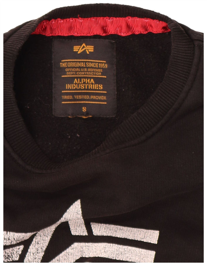 Alpha Industries Mens Graphic Sweatshirt Jumper Small Black