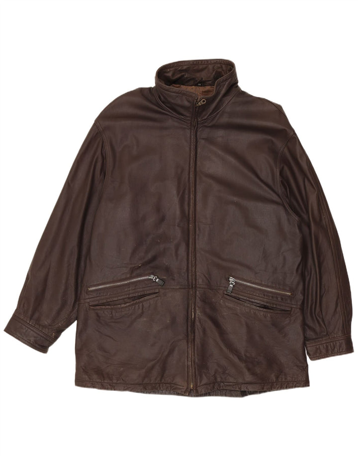 Vintage Mens Leather Jacket UK 40 Large Brown Leather