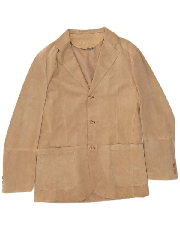 J.J.Scott Veste blazer en daim à 3 boutons pour homme IT 52 XL Cuir beige