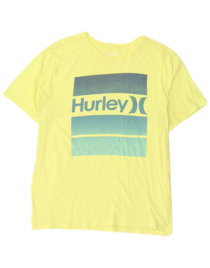 T-shirt grafica da uomo Hurley Top grande in poliestere giallo