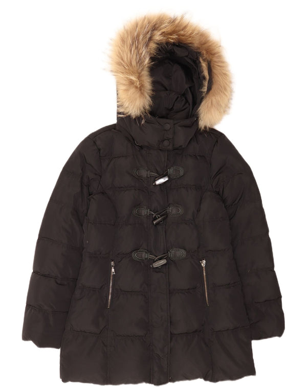 Marella ženski EMME kaput s kapuljačom i podstavljenim duffle UK 12 srednje crni poliester