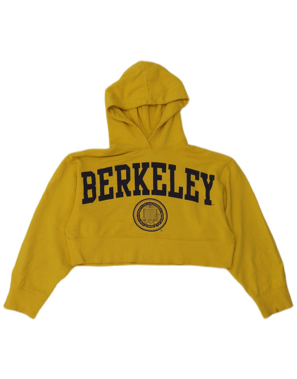 Zara Womens Berkeley Oversized Crop Hoodie Jumper UK 10 Small Yellow