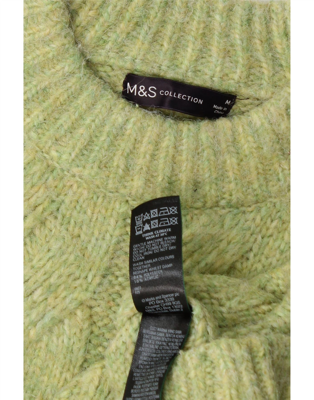 Marks & Spencer Womens Crew Neck Jumper Sweater UK 14 Medium Green